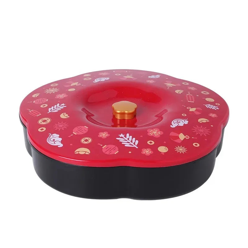 New year candy plate with lid new year fruit plate living room for home plastic snacks dried fruit storage box Peaceful Pleasures Health and Wellness