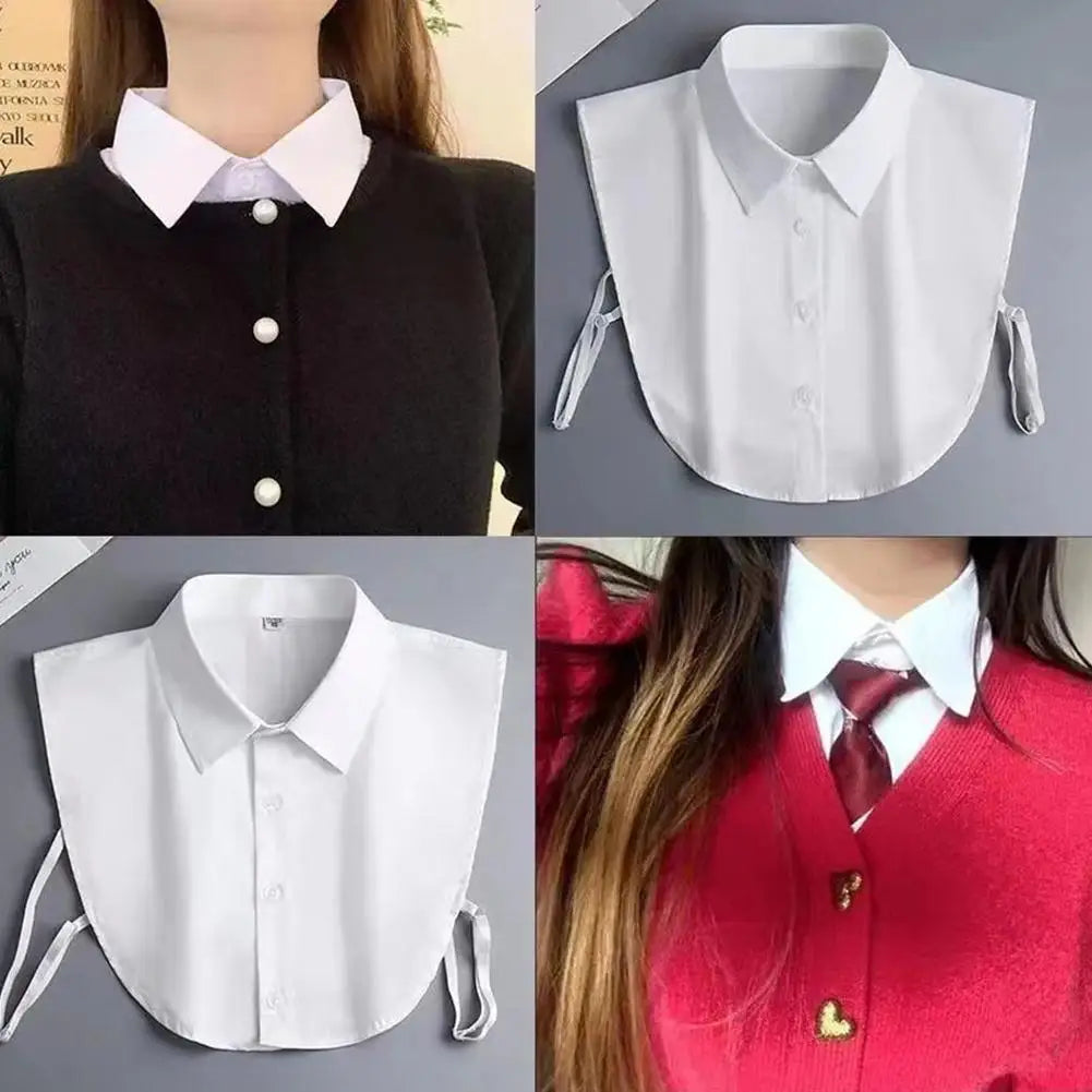 Women's Cotton Pointed Collar Fake Collar Fashionable and Elegant Solid Color Half Shirt Style Versatile Decorative Collar Peaceful Pleasures Health and Wellness