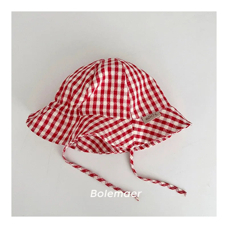 Baby Wide Brim Plaid Bucket Sun Hat | Cotton, Boys & Girls