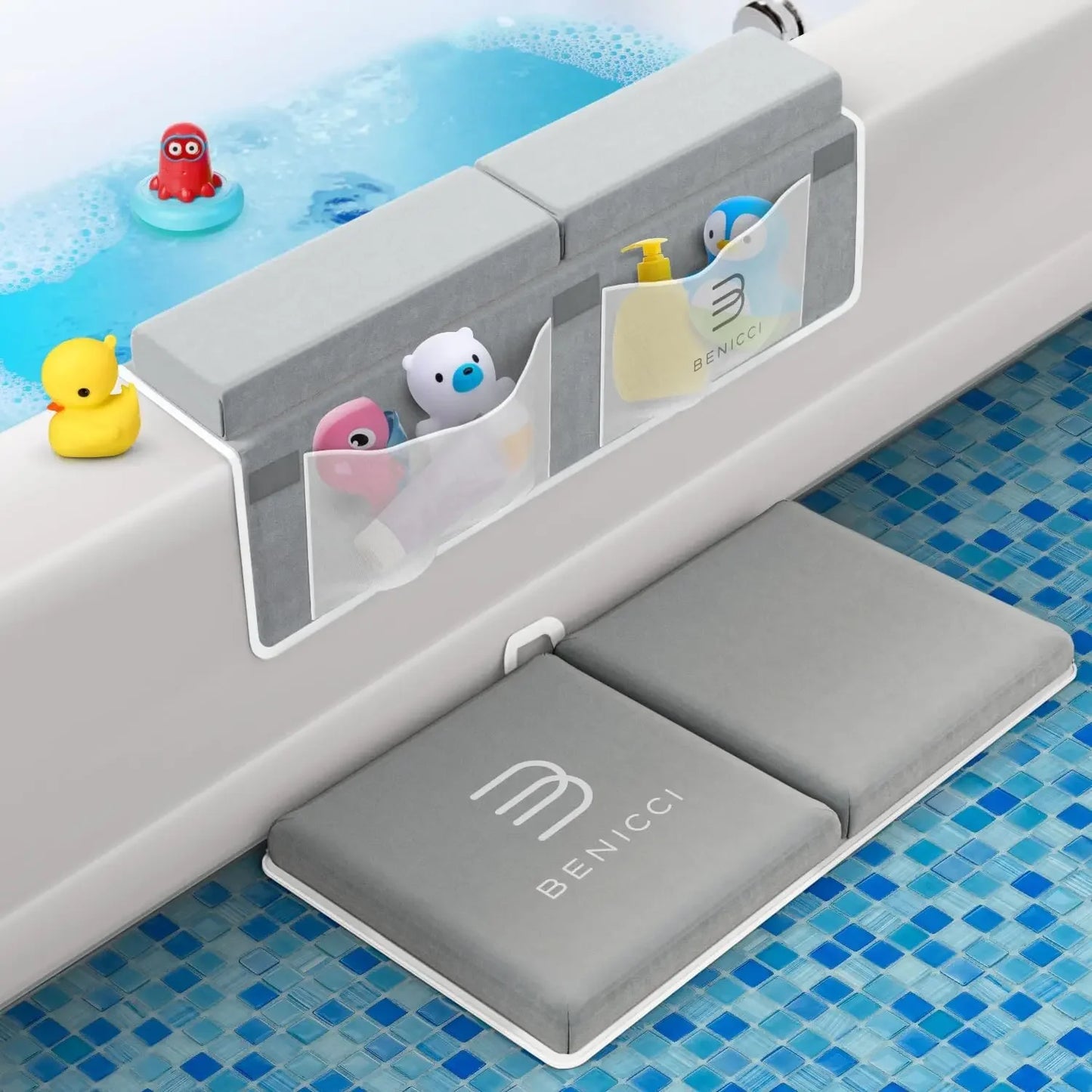 Baby Bath Kneeler Pad – Memory Foam, 4 Pockets, Non-Slip & Foldable Baby Bath Accessories Peaceful Pleasures Health and Wellness United States