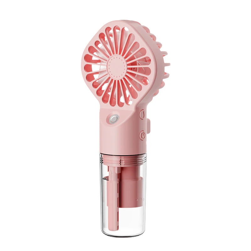 Portable Handheld Mist Fan Rechargeable Personal Fan Spray Water Mist Fans for Summer Beach Travel Camping Mini Cooling Hand Fan Peaceful Pleasures Health and Wellness Pink