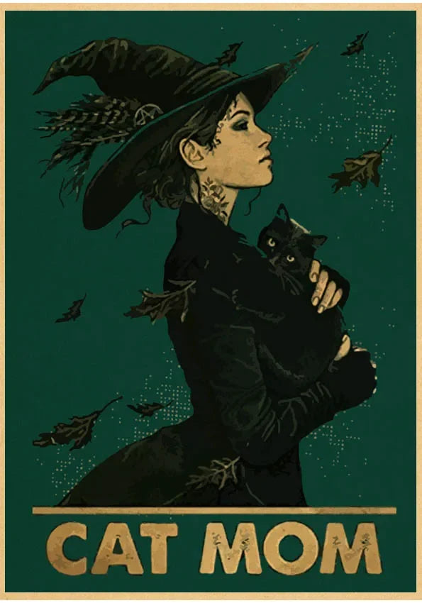 Kitchen Witch Retro Canvas Wall Art Poster | Vintage Brew Print