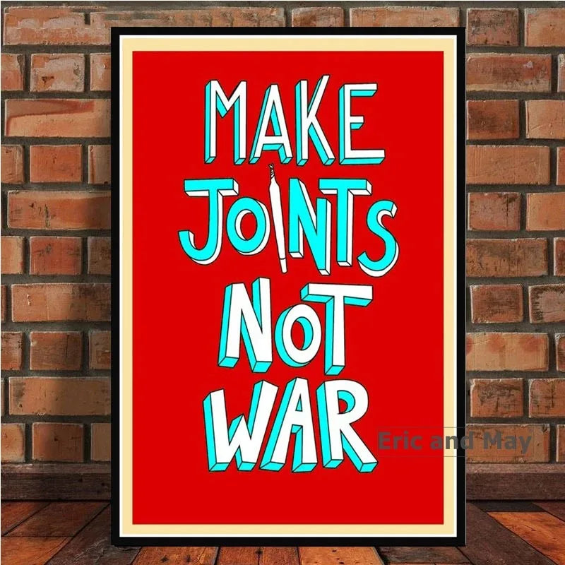 Make Art Not War Pop Bar Art Painting Retro Vintage Poster And Prints Wall Art Canvas Wall Pictures For Living Room Home Decor Peaceful Pleasures Health and Wellness WHITE 50x70cm Unframed