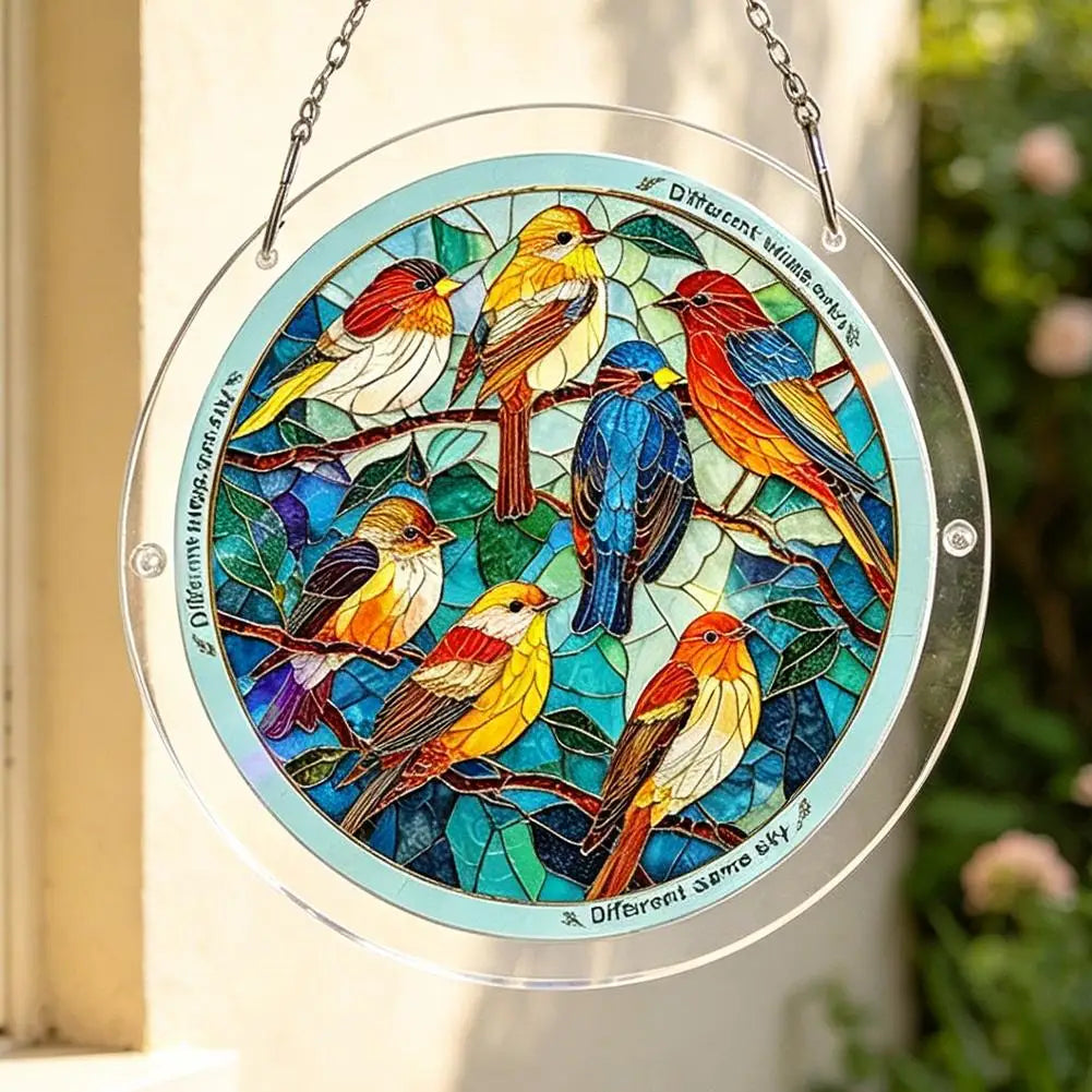 Stained Glass Acrylic Hummingbird Suncatcher Window Hanging