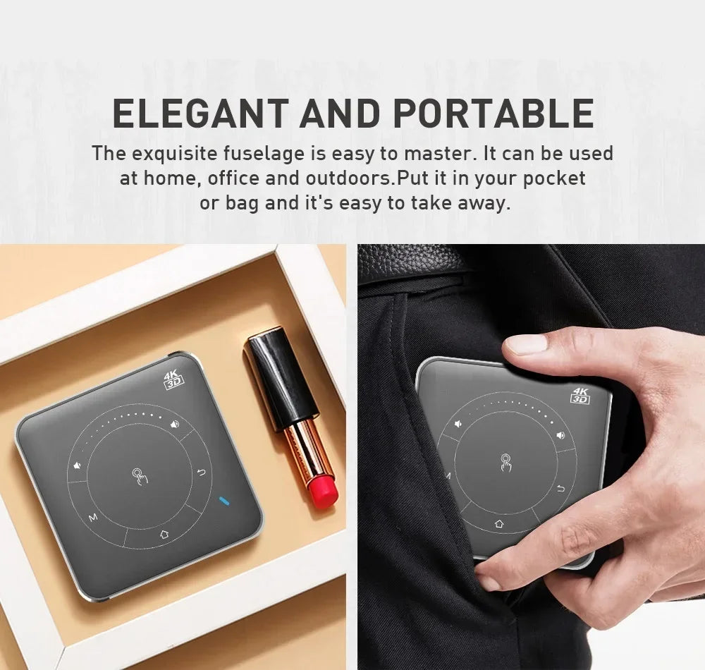 Mini 3D Portable Projector 4K DLP Android Smart Ceiling Car Outdoor Rechargeable Wifi Bluetooth Mobile With Battery Peaceful Pleasures Health and Wellness