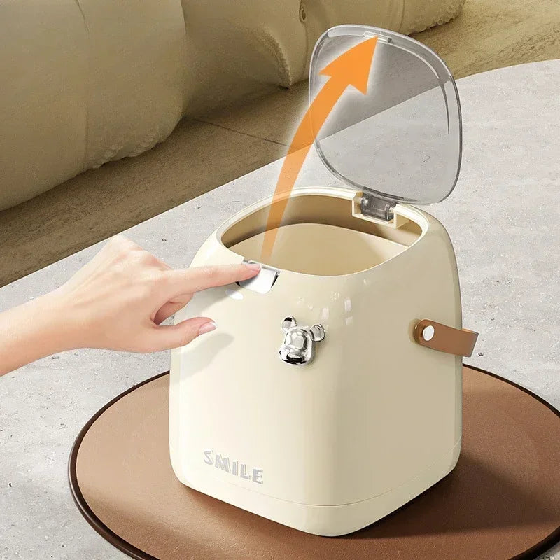 Desktop Decoration Wastebasket Trash Can Small Paper Basket Recycle Bin Handle Tissue Storage Box Deluxe Mini Household Cleaning Peaceful Pleasures Health and Wellness