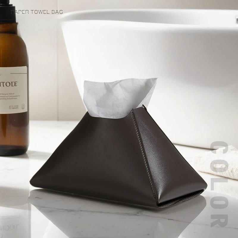 Nordic Leather Tissue Box Holder | Minimalist Desktop Dispenser