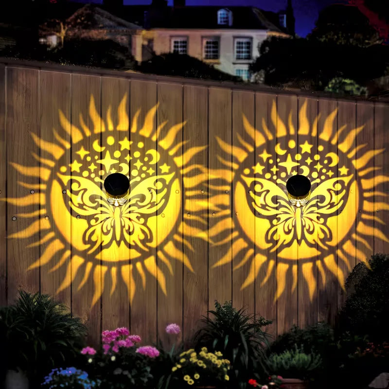 Solar Butterfly Wall Light RGB Shadow Projection Garden Lamp