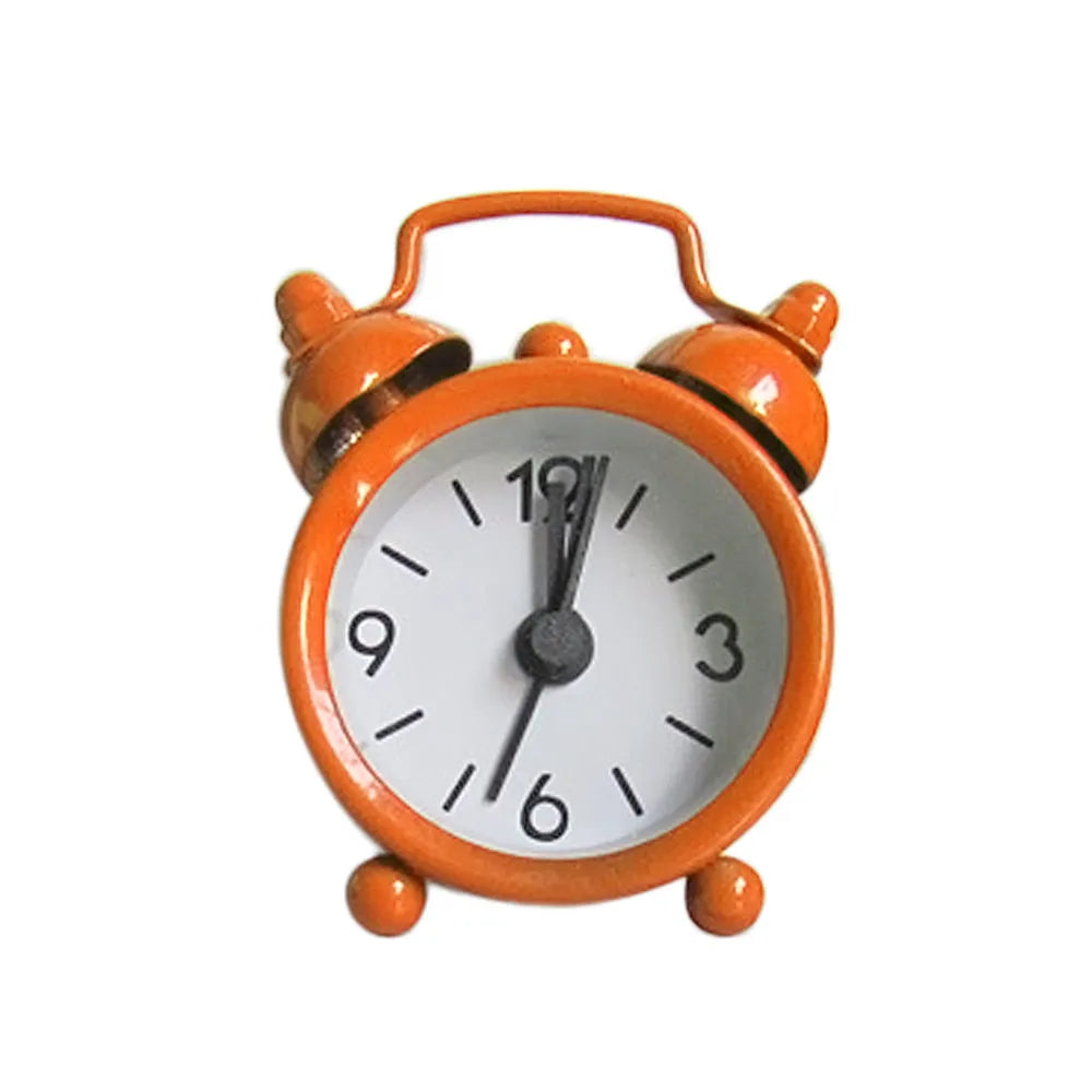 Retro Mini Double Bell Alarm Clock – Metal Desk & Travel