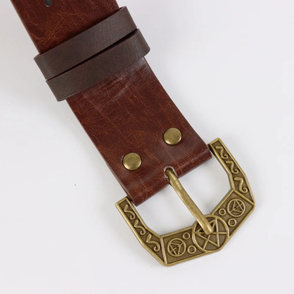 Viking Knights Cosplay Belt Renaissance Retro PU Leather Skirt Clip
