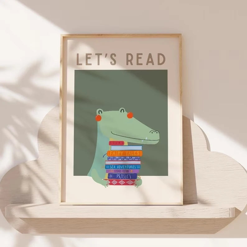 Modern Crocodile Illustration Canvas Wall Art Print | Home Decor