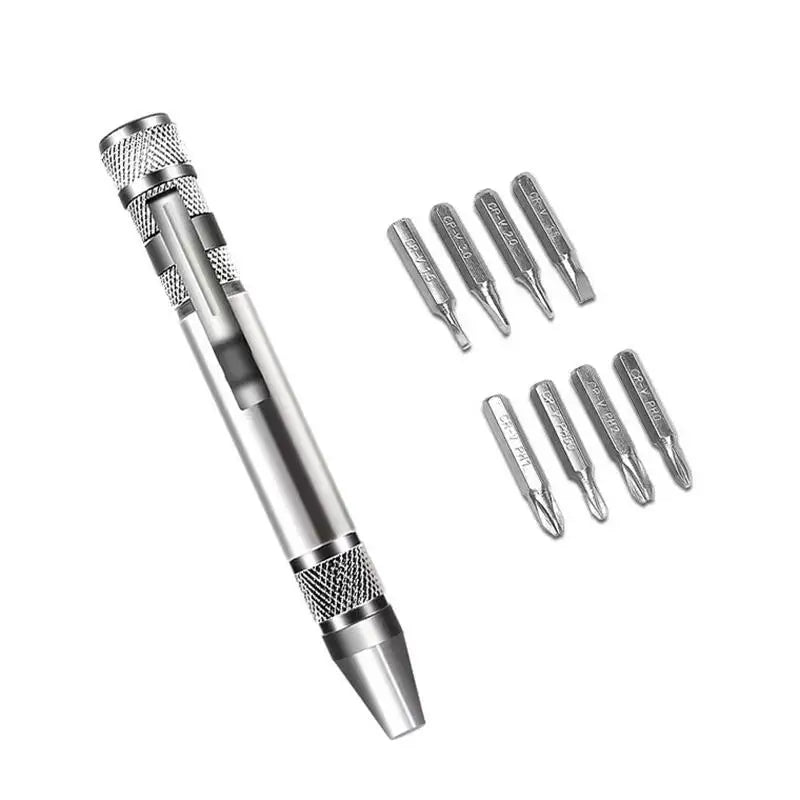 8-in-1 Multifunction Screwdriver Pen Portable All-in-One Repair Tool Kit High Density Bits for Emergency Fix Mini EDC Hand Tool Peaceful Pleasures Health and Wellness White
