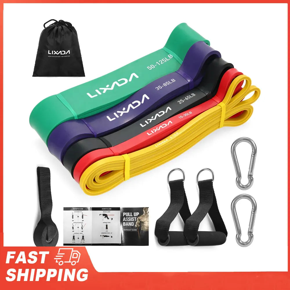 Lixada Powerlifting Workout Exercise Stretch Bands Carry Bag 5 Packs