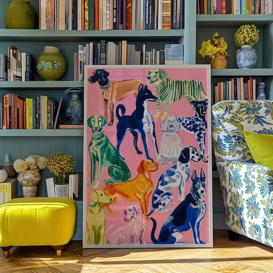 Colorful Pop Art Dog Canvas Wall Art Print | Home Decor Canvas Wall Art Peaceful Pleasures Health and Wellness G5388 21x30cm Unframed