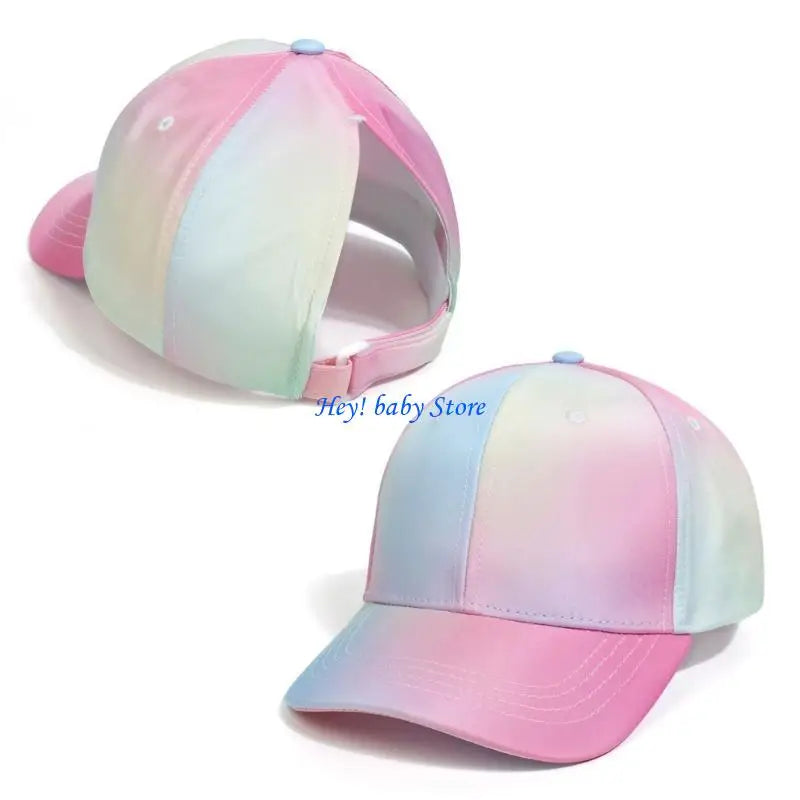 Girls Ponytail Hole Baseball Cap | Breathable Kids Sun Hat
