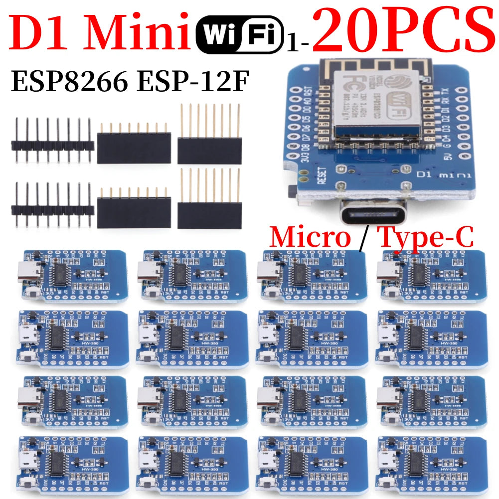 1-20PCS ESP8266 D1 Mini WIFI Development Board ESP-12F CH340G CH340 V2 Usb Wemos D1 Mini Nodemcu Lua Iot Board 3.3V Met Pins Peaceful Pleasures Health and Wellness