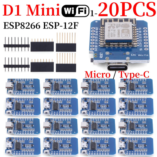 1-20PCS ESP8266 D1 Mini WIFI Development Board ESP-12F CH340G CH340 V2 Usb Wemos D1 Mini Nodemcu Lua Iot Board 3.3V Met Pins Peaceful Pleasures Health and Wellness