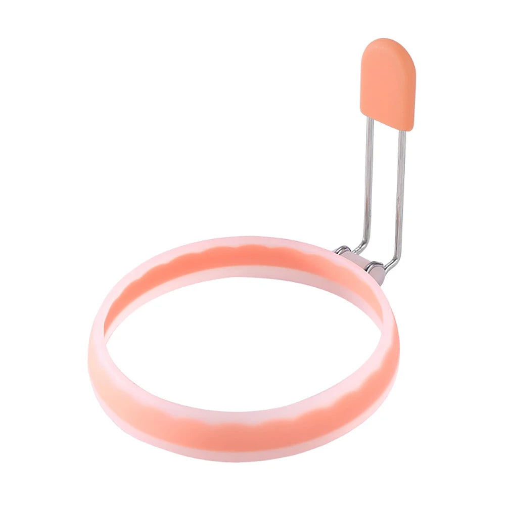 New Silicone Nylon Egg Ring Round Omelette Burger Patty Mold Translucent Frying Baking Practical Tool Sense of Ritual Egg Ring Peaceful Pleasures Health and Wellness Orange