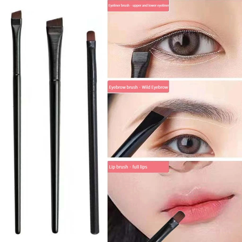 3-Piece Soft Eyeliner, Eyebrow & Contour Makeup Brush Set