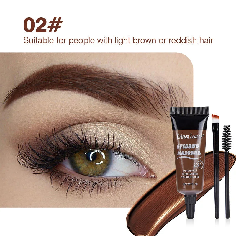 Waterproof Eyebrow Tint Gel & Dye Cream – 6 Colors + Brush