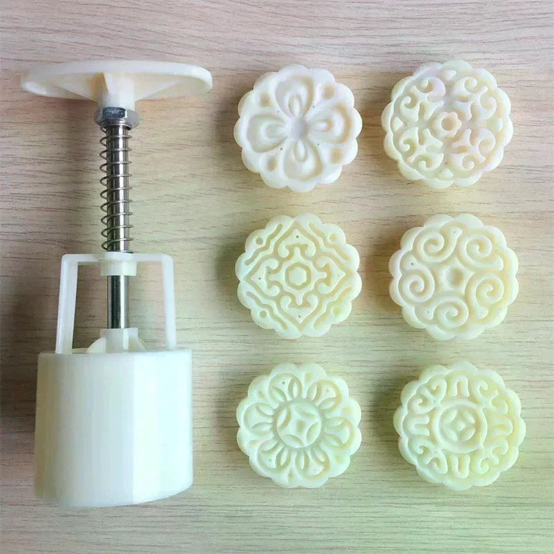 7-Piece Flower Mooncake Mold Set | Hand Press Fondant Cake Mold Cake & Mooncake Mold Peaceful Pleasures Health and Wellness