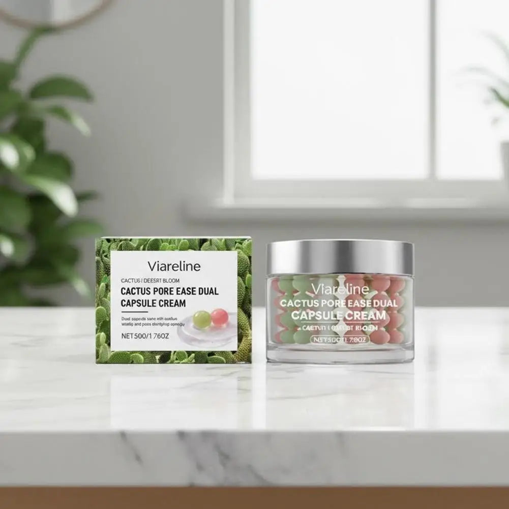 50g Soothing Nourishing Double-effect Capsule Cream Reduce Puffiness Shrinks Pore Clarifying Cactus Pore Ease Dual Capsule Cream Peaceful Pleasures Health and Wellness