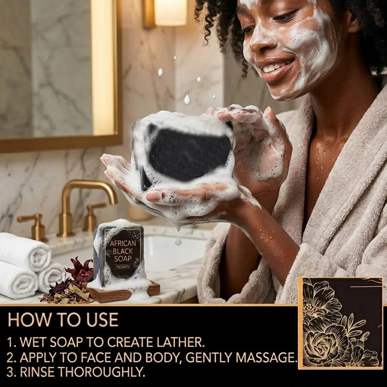 African Black Soap with Shea Butter – Deep Cleansing & Hydrating