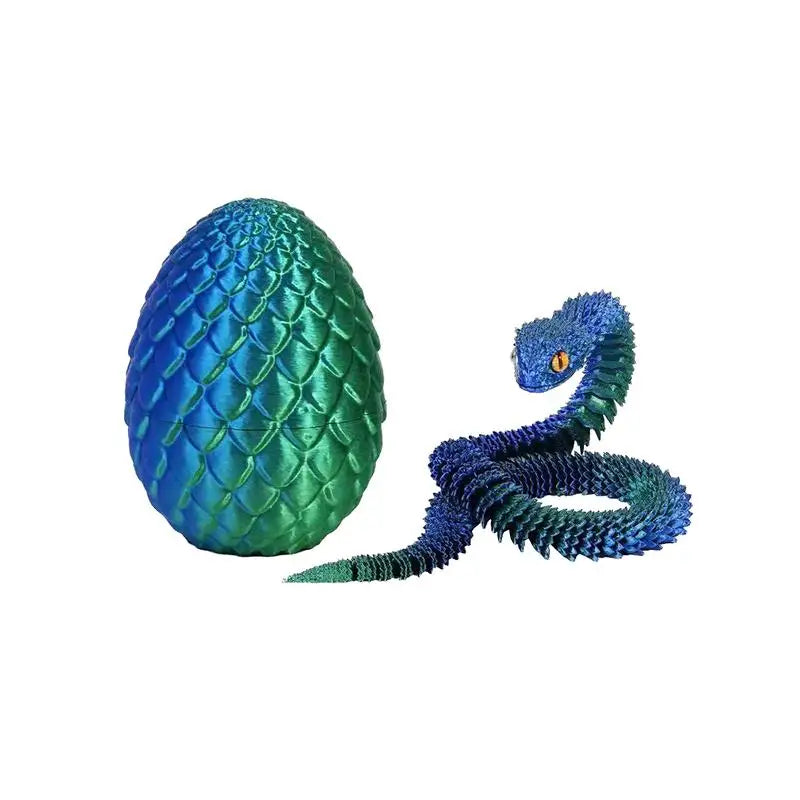3D Printed Snake with Egg Figurine | 30cm Realistic Desk Ornament