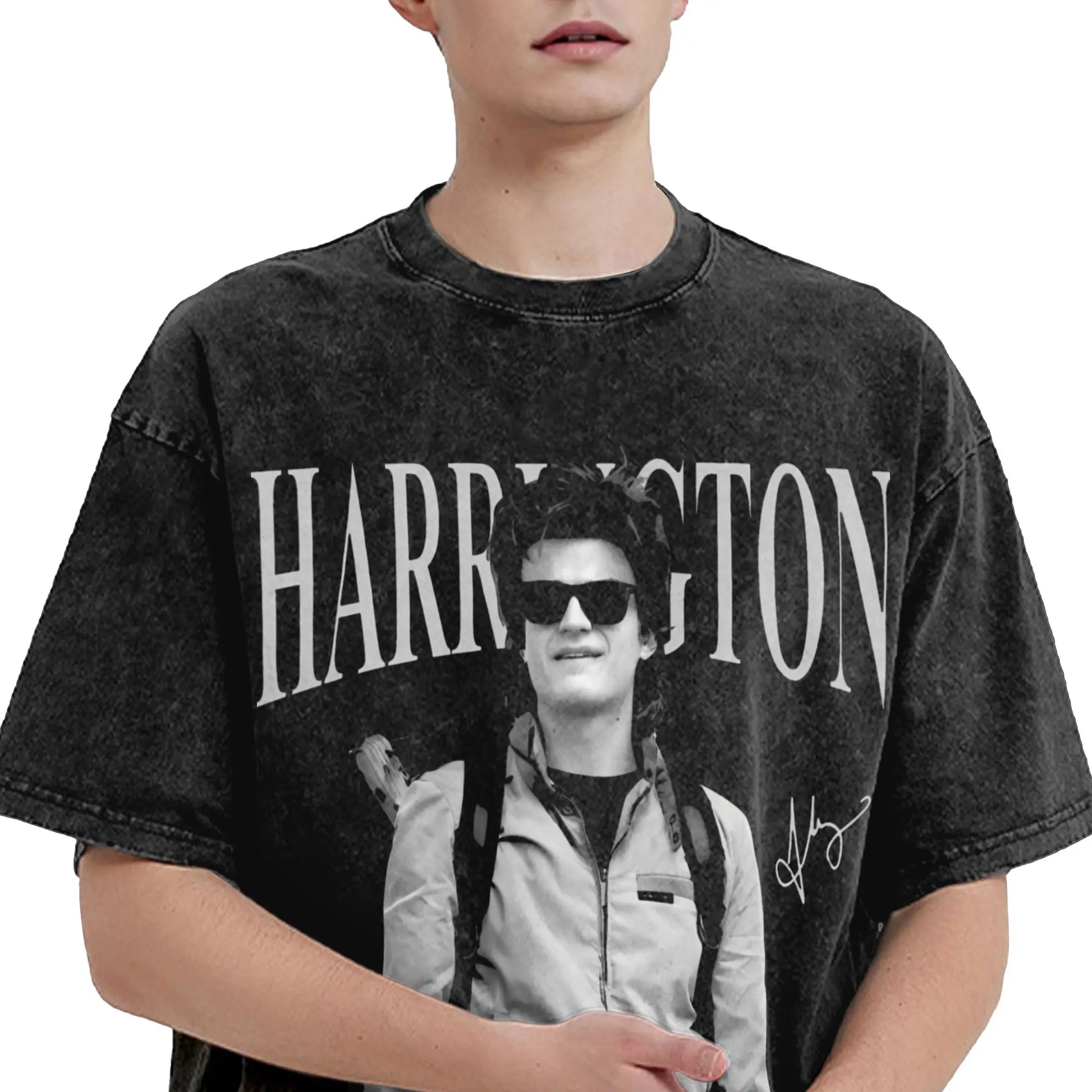 Steve Harrington Washed T Shirt Male Y2K Fun Cotton T Shirts Summer O-Neck Hip Hop Tee Shirt Printed Big Size Clothing Peaceful Pleasures Health and Wellness