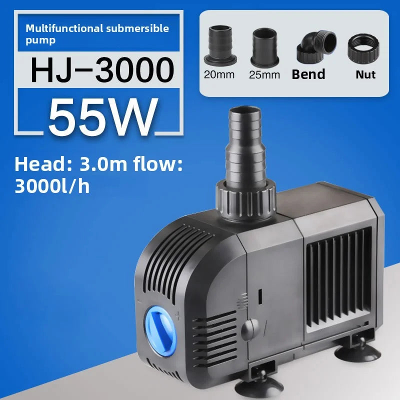 Fish Tank Quiet Frequency Circulating Filtration Pump 7/8/20/25/35/45/55W Multi-Function Submersible Aquarium Water Pond Pumps Peaceful Pleasures Health and Wellness HJ-3000 55W