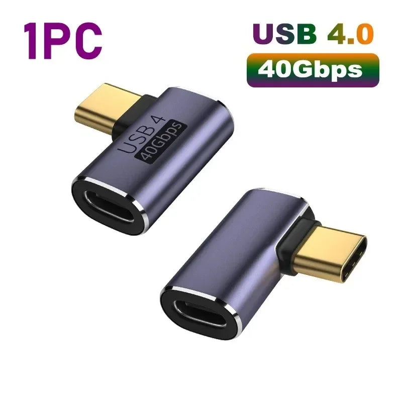 USB-C 90° Angle Adapter 40Gbps 240W Fast Charging – Mac & Tablet