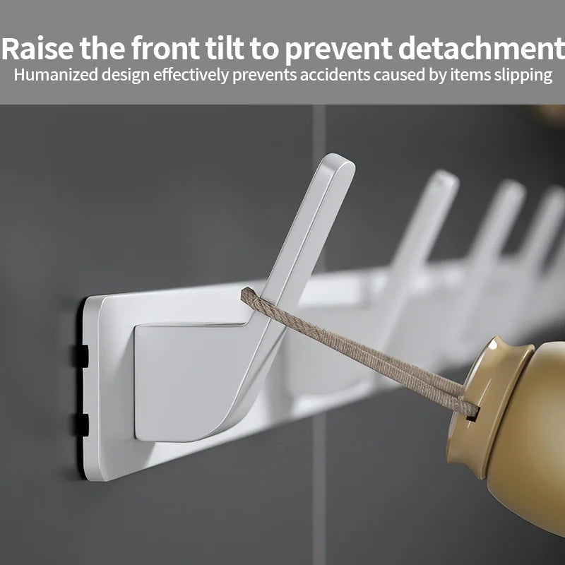 YUNJIEYA 6-Hook Aluminum Wall Rack | Kitchen & Bathroom Hooks