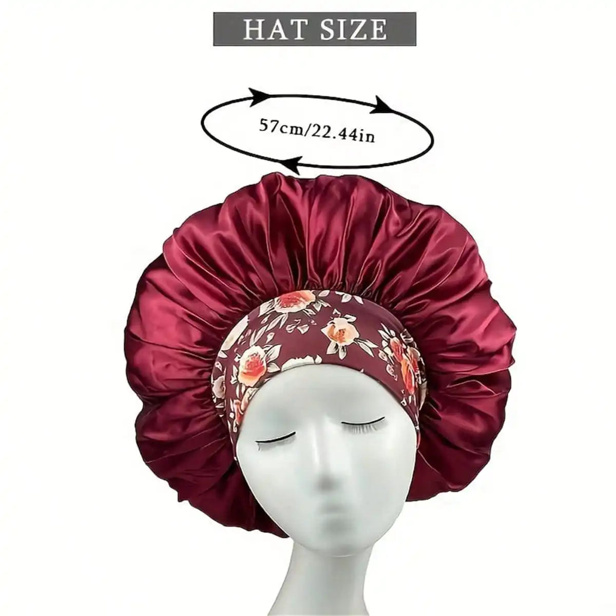 Women's Satin Sleep Cap – Oversized Bonnet with Wide Elastic Band