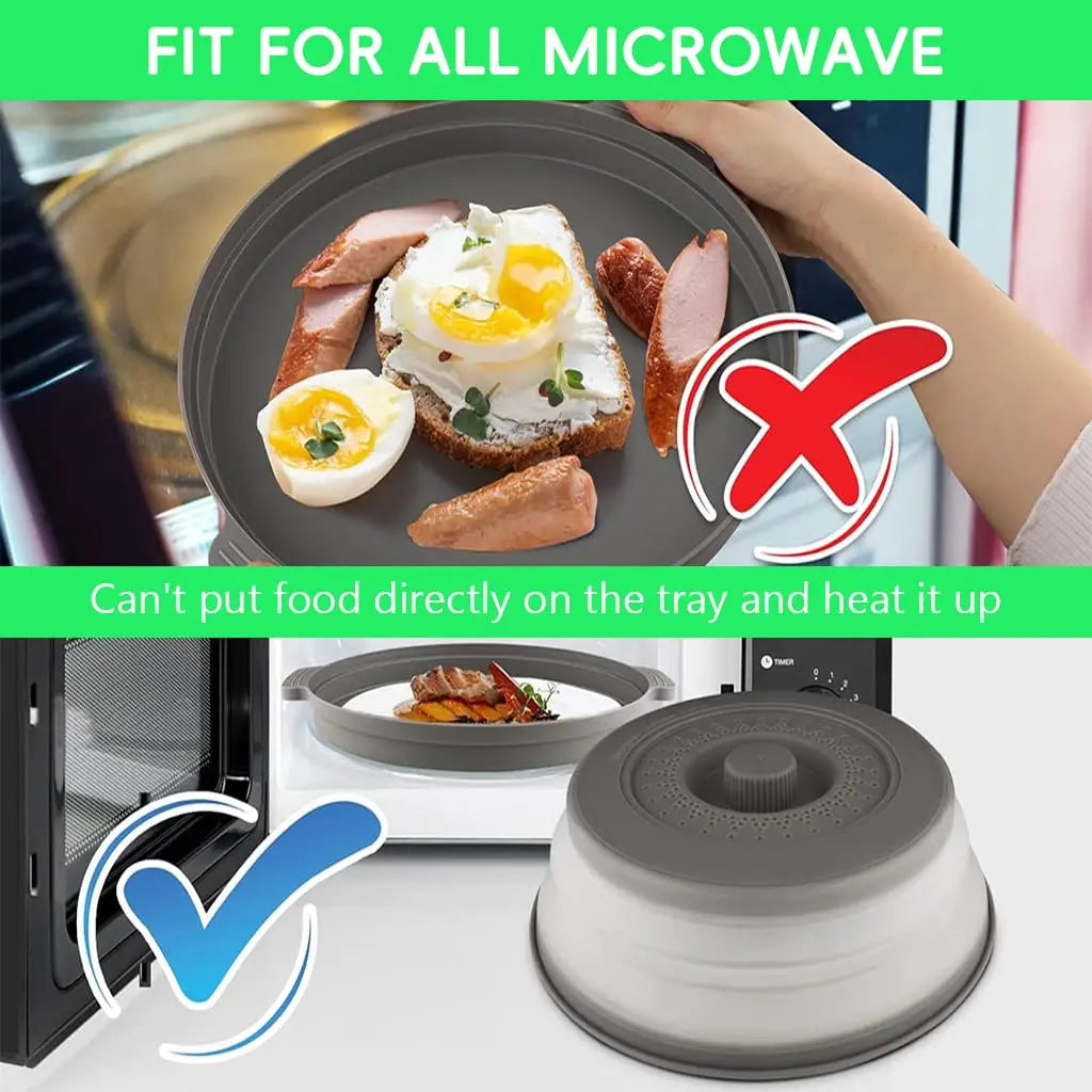 10.2 Inch Microwave Plate Cover 2 in 1 Cover As Splatter Guard Collapsible Lid for Plate Dish Bowl Multi-Purpose Kitchen Gadget Peaceful Pleasures Health and Wellness