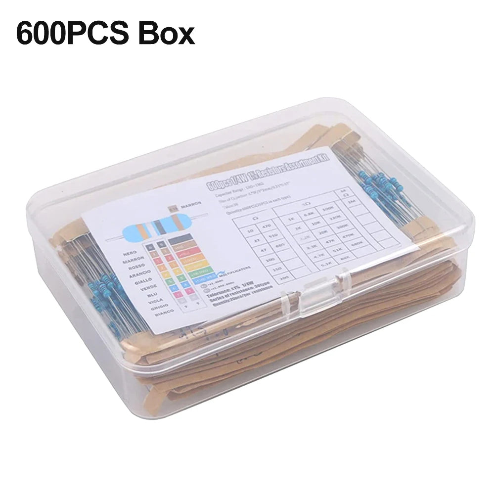 300/600pcs Metal Film Resistor Kit – 30 Values, 1% Tolerance 1/4W Peaceful Pleasures Health and Wellness
