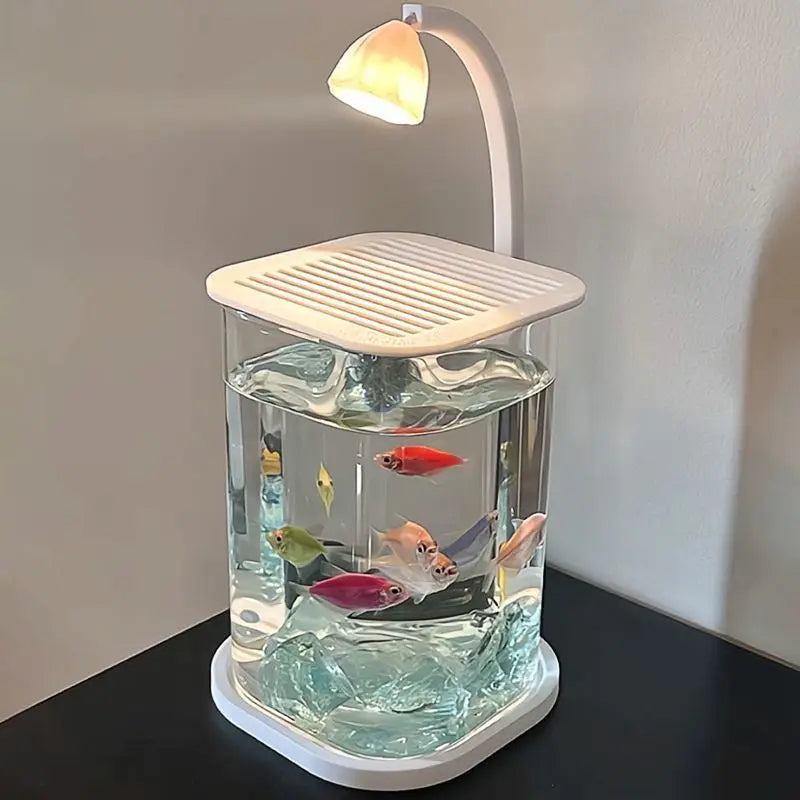 Transparent Fish Tank Ice Crystal Stone Tabletop Creative Ecological Fish Tank Pearl Broken Diamonds Landscape Tank Decoration Peaceful Pleasures Health and Wellness