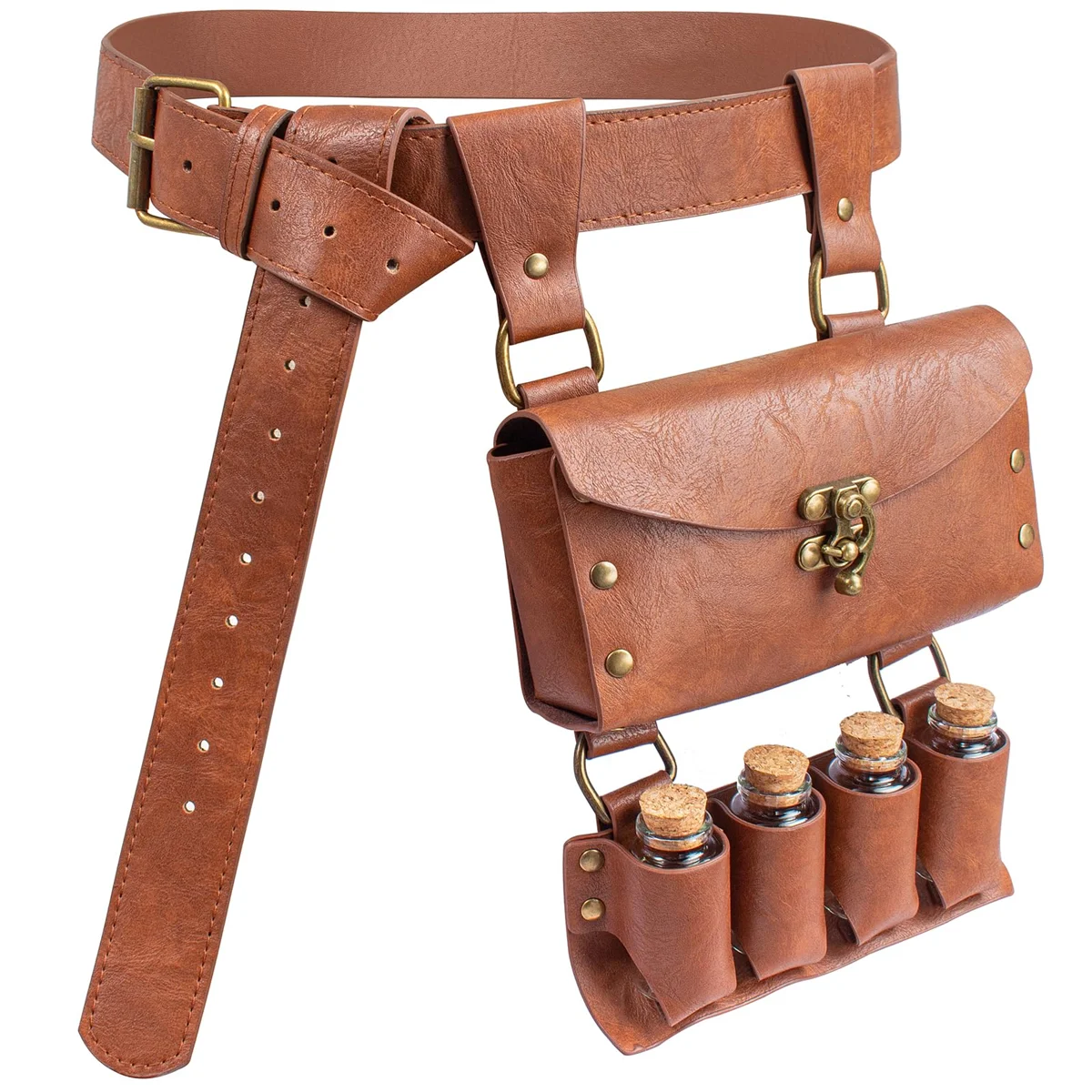 Renaissance Leather Belt Medieval Wizard Alchemy Glass Magic Bottle