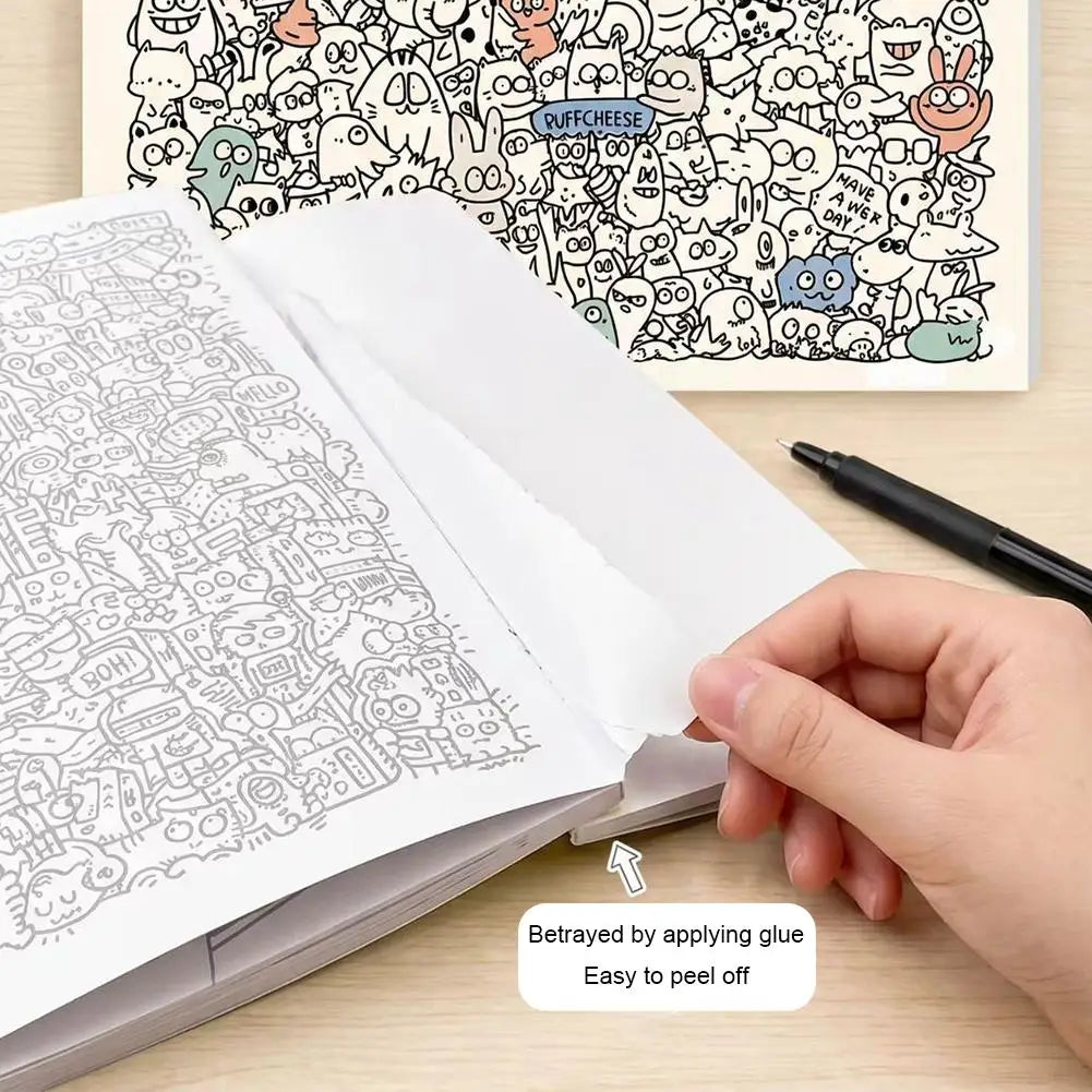 Cute Cartoon Coloring Pages & Tracing Drawing Book Doodles Stress Relief Coloring Book Multi-Purpose Art Activity Drawing Book Peaceful Pleasures Health and Wellness
