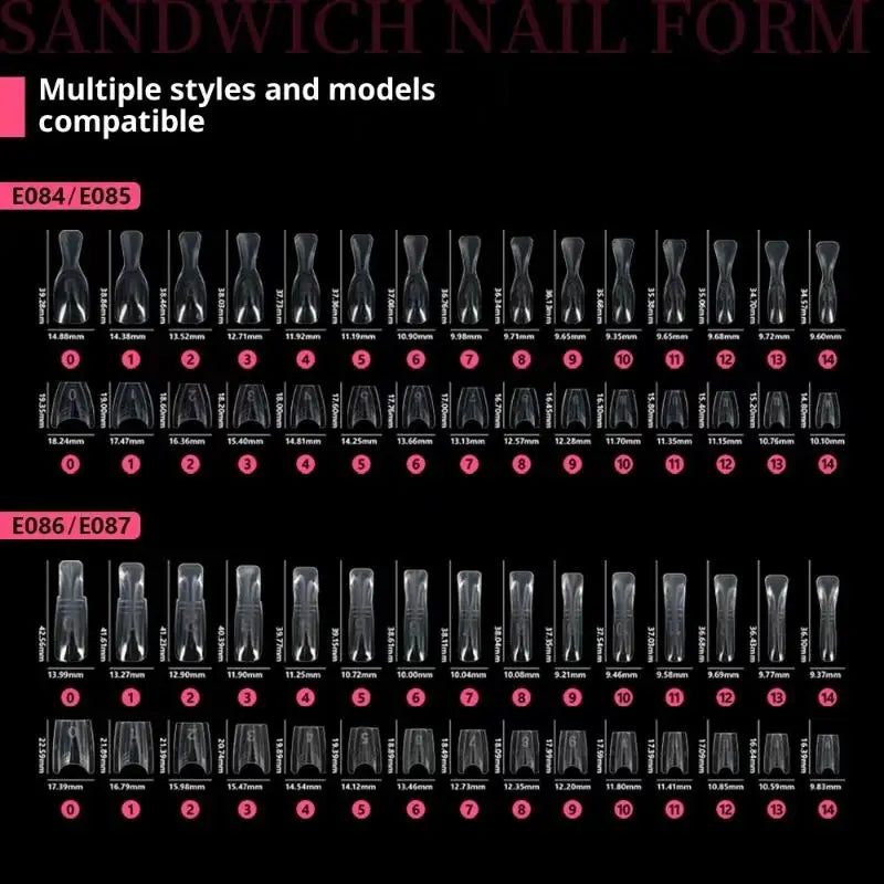 Oval Dual Nail Extension Forms 15 Sizes Sandwich Design 60–300pcs