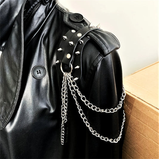 UYEE Unisex Synthetic Leather Shoulder Armor Rivet Details Chain Peaceful Pleasures Health and Wellness