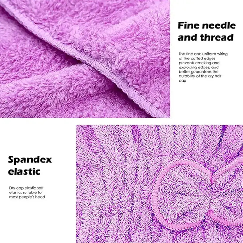 Microfiber Quick Dry Hair Wrap Towel Cap with Bowknot