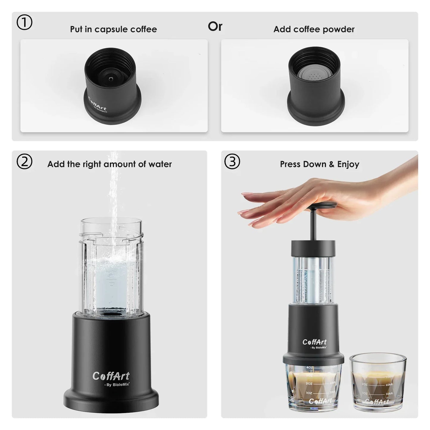 BioloMix 2 In 1 Manual Espresso Coffee Machine Coffee Machines Peaceful Pleasures Health and Wellness