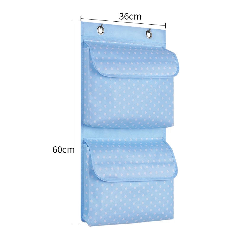 Oxford Cloth Wall Hanging Storage Bag – 2 Pockets & Lids