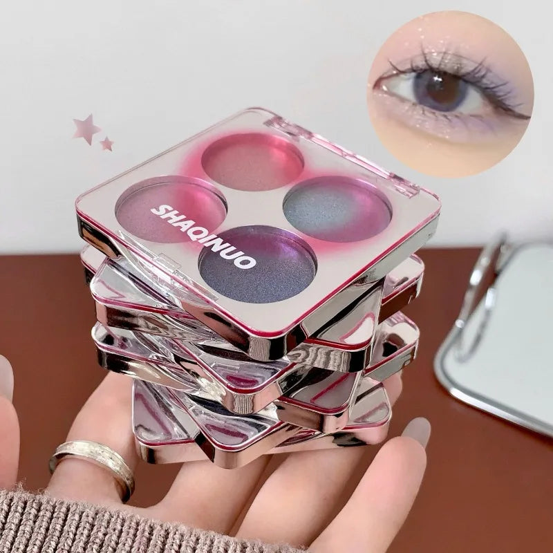 4-Shade Galaxy Glitter Matte Eyeshadow Highlighter Palette