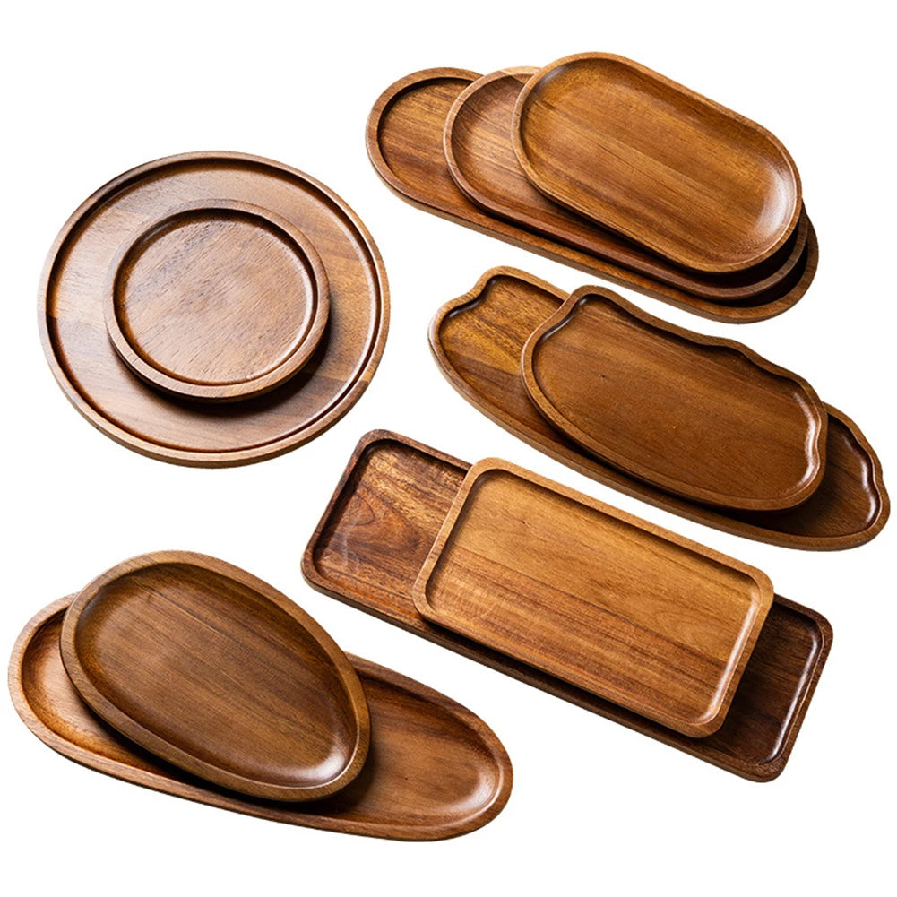 Wooden Serving Tray Rectangular Coordinating Drink Dessert Plating