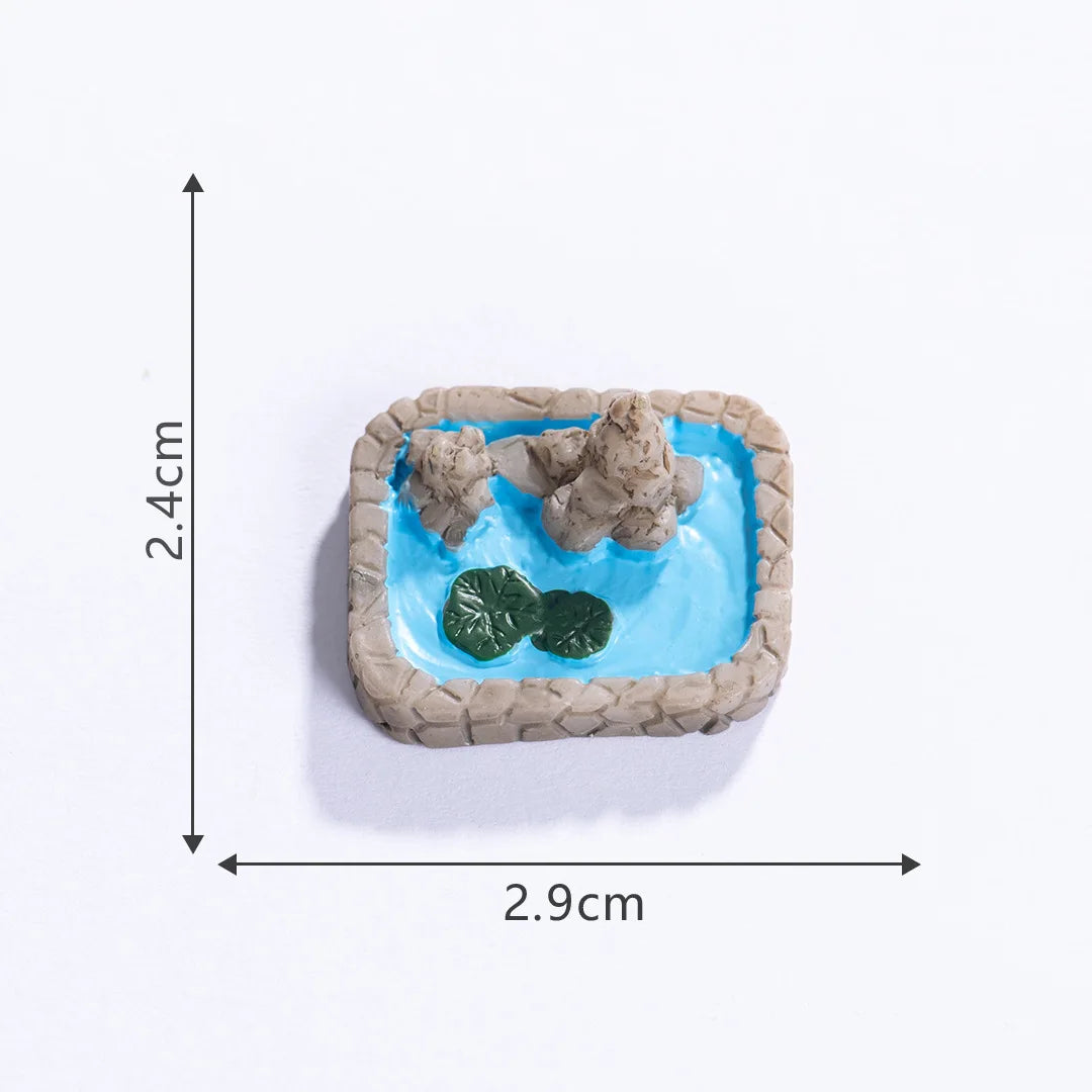 Miniature Landscape Mini Pool Model DIY Miniatures Fairy Garden Decor Micros Ponds Resin Craft Ornament Potted Bonsai Decor 피규어 Peaceful Pleasures Health and Wellness 3