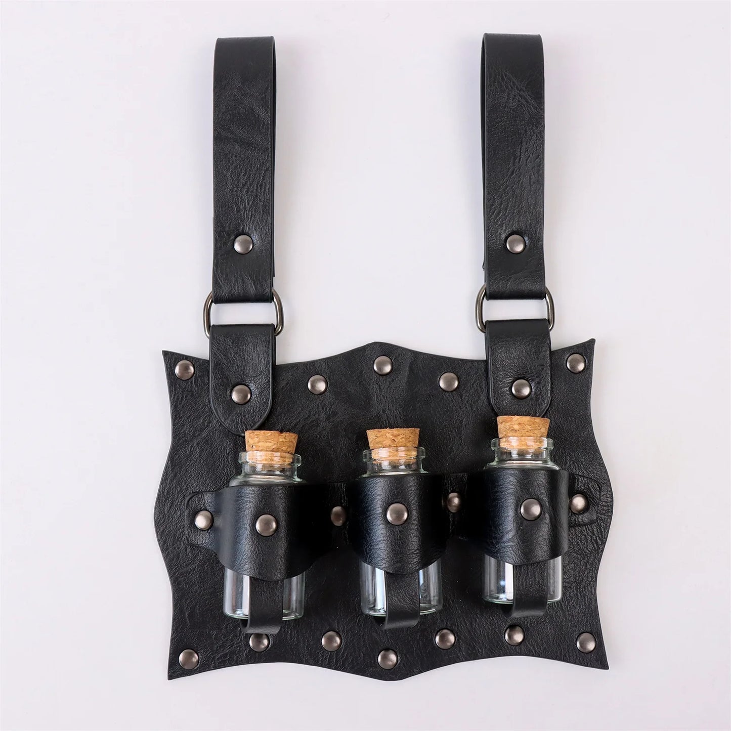 Medieval Witch Wizard Dark Magic Cork Bottle Leather Holder Waist