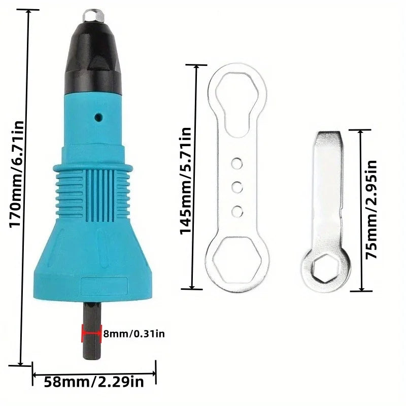 Electric Rivet Gun Drill Adapter 2.4–4.8mm | Cordless Riveting Tool Peaceful Pleasures Health and Wellness