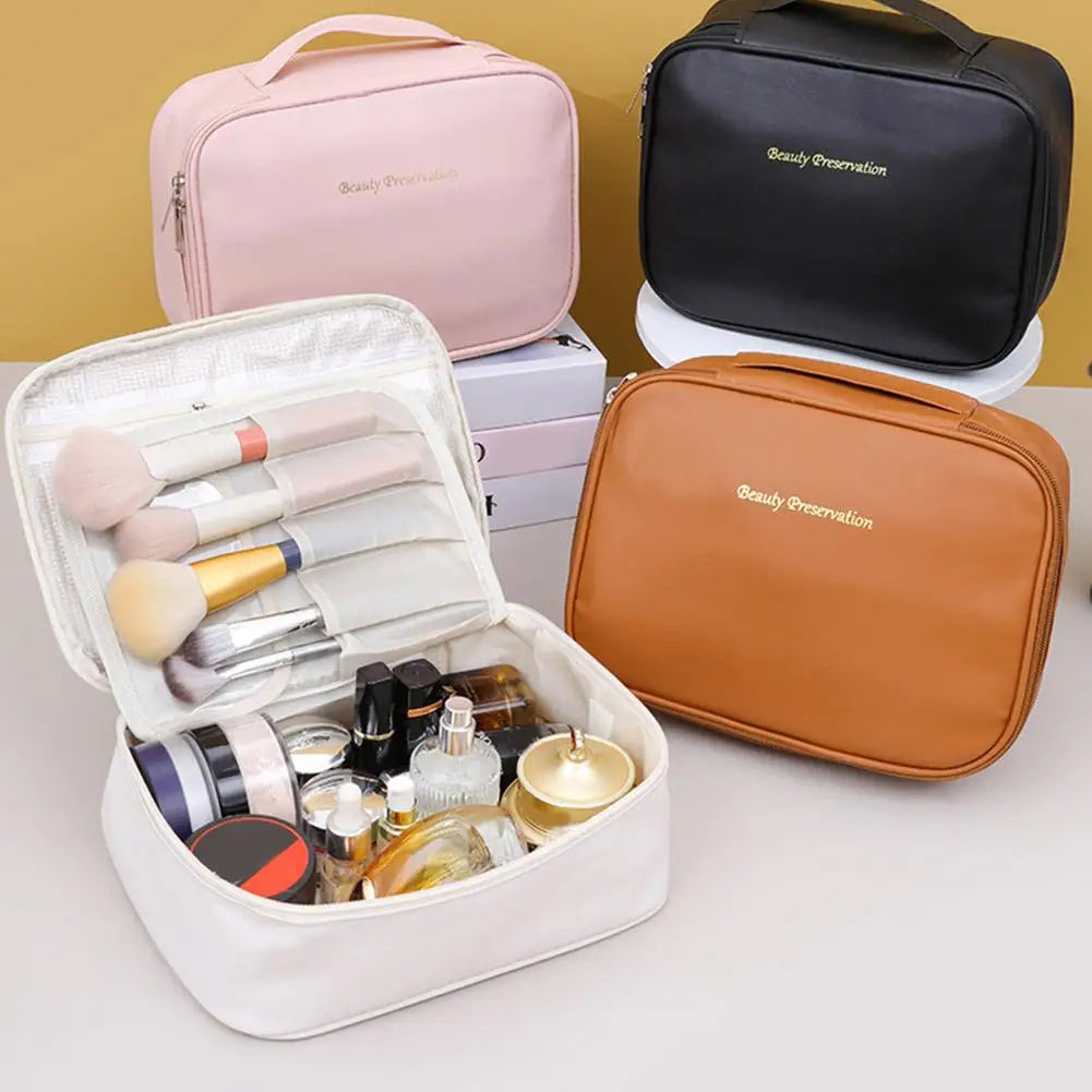 Women's Cosmetic Bag Makeup Bag Double Layer Large Capacity Luxury Cosmetics Organizer Travel Essentials Women's Cosmetic Bag Peaceful Pleasures Health and Wellness
