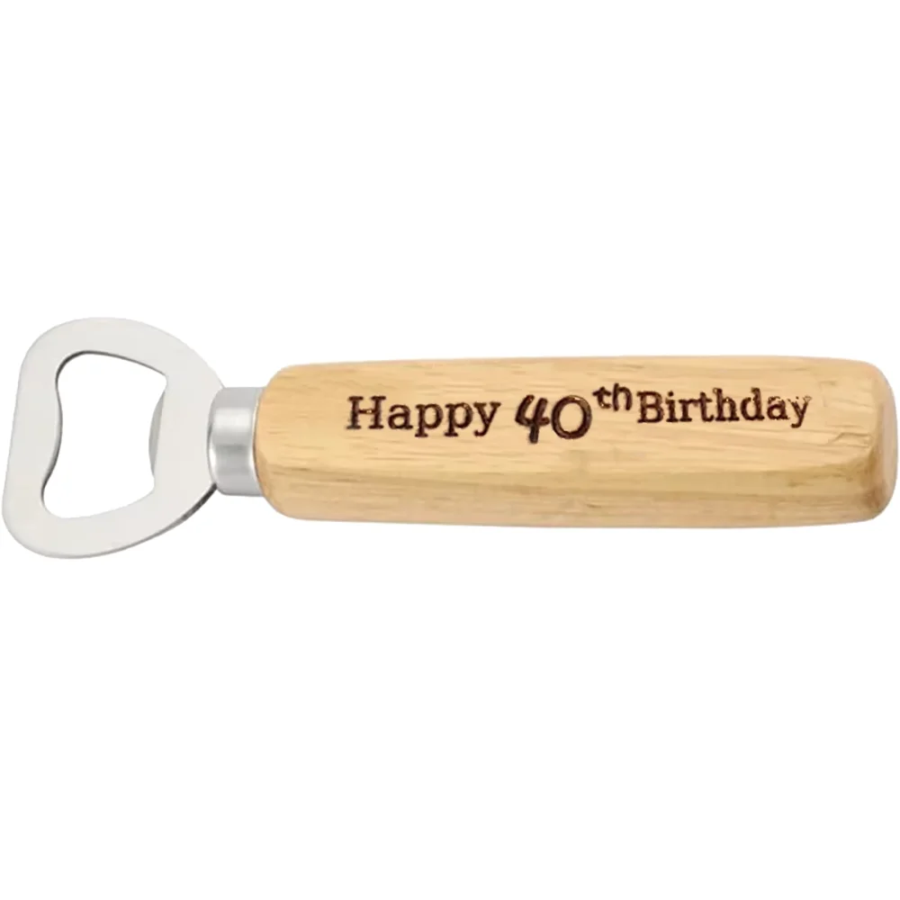 Wood Birthday Bottle Opener 18th–60th | Milestone Gift Wood Bottle Opener Peaceful Pleasures Health and Wellness 40th 1pcs 14x4cm